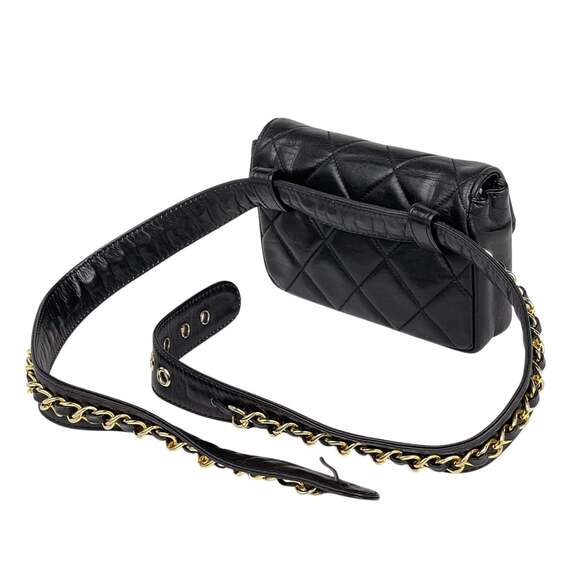 CHANEL Coco Mark Waist Bag, Matelasse Pouch, Body Leather, Black, Women's - Picture 3 of 10